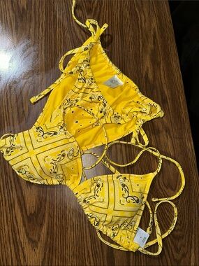 wild fable Yellow Bandana Print Triangle Bikini Top